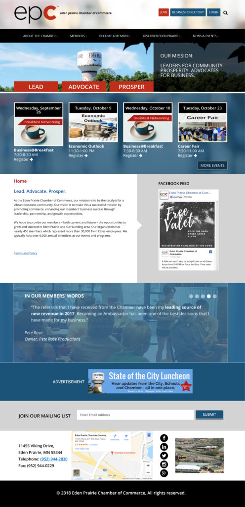 Eden Prairie Chamber of Commerce website